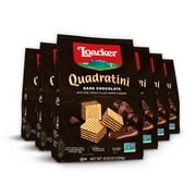 Loacker Quadratini Dark Chocolate, Non-GMO Cream-Filled Bite-Size Wafer Cookies, 8.82 oz, Pack of 6