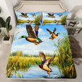 thumbnail image 2 of Manfei Mallard Duck 4 Pieces Queen Sheet Sets,Rustic Cabin Ultra Soft Flat Sheet,Botanical Plants Queen Fitted Sheet,Animal Room Decor, 2 of 7