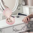 thumbnail image 2 of WEIWEIGG Round Jewelry Box for Women, Jewelry Organizer Storage, Portable Travel Organizer for Necklaces, Earrings, Rings Pink, 2 of 8