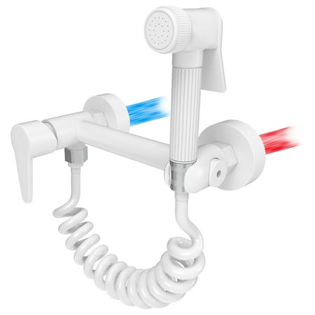 Warm Water Bidet Sprayer for Toilet, Stainless Steel Handheld Bidet Sprayer for Female Wash and Bathing Pets [White]