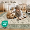 thumbnail image 4 of ODIKA 8'x10' Washable Area Rug Green Ivory Sage Floral Medallion Intricate Botanical Motif with Elegant Border for Dining Room, Large Office, Lounge, Non-Slip Chair-Friendly Mat, 4 of 7