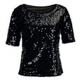 thumbnail image 3 of T Shirts For Women Trendy Dressy Casual Sequins Sparkle Coctail Party Top Blouse Crop Tops Shirt Tshirts, 3 of 7