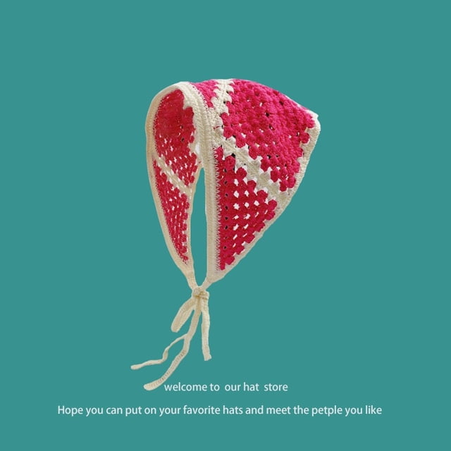 Bandeau Foulard Triangle Ajouré au Crochet à la Main pour Femmes - 9 Options de Couleur, Foulard Doux et Adorable pour le Coiffage, la Protection Solaire et l'Absorption de la Sueur