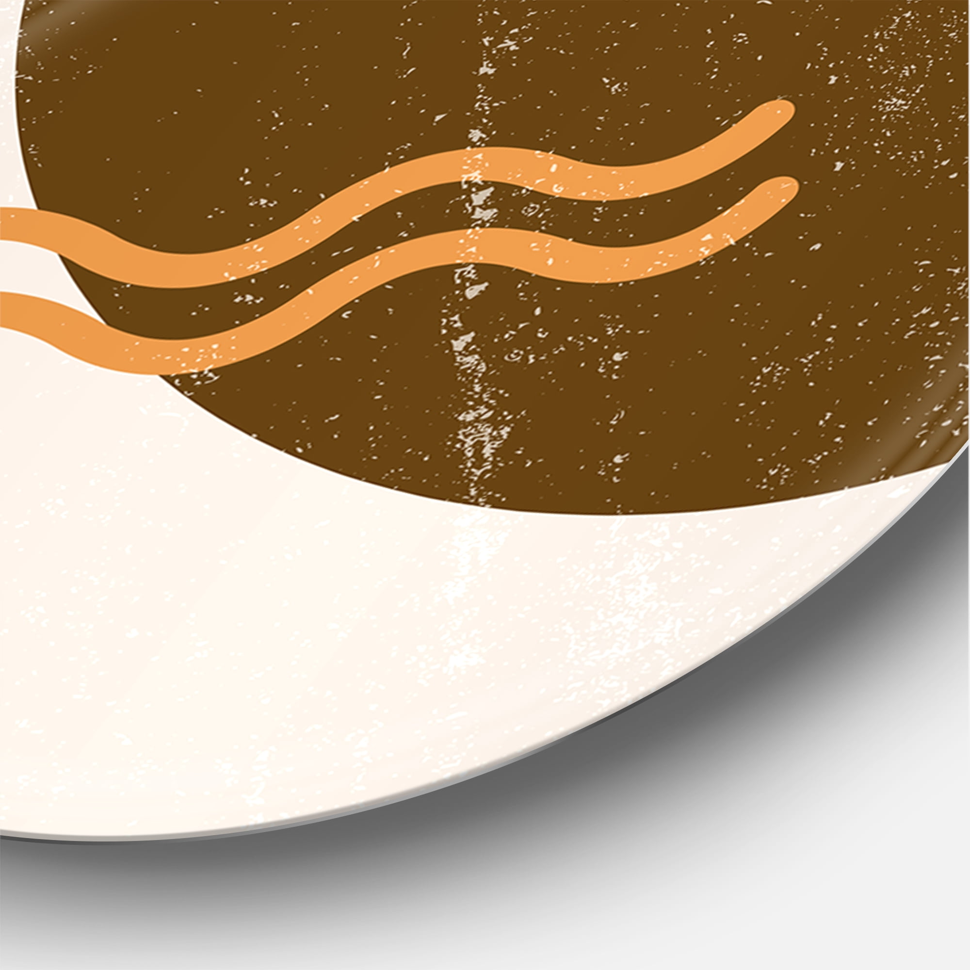 Designart 'Abstract Minimal Moon and Sun In Earth Tones III' Modern Circle Metal Wall Art 29x29 - Disc of 29