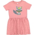 thumbnail image 3 of Inktastic Hipster Raccoon, Raccoon with Glasses, Flowers Girls Toddler Dress, 3 of 5
