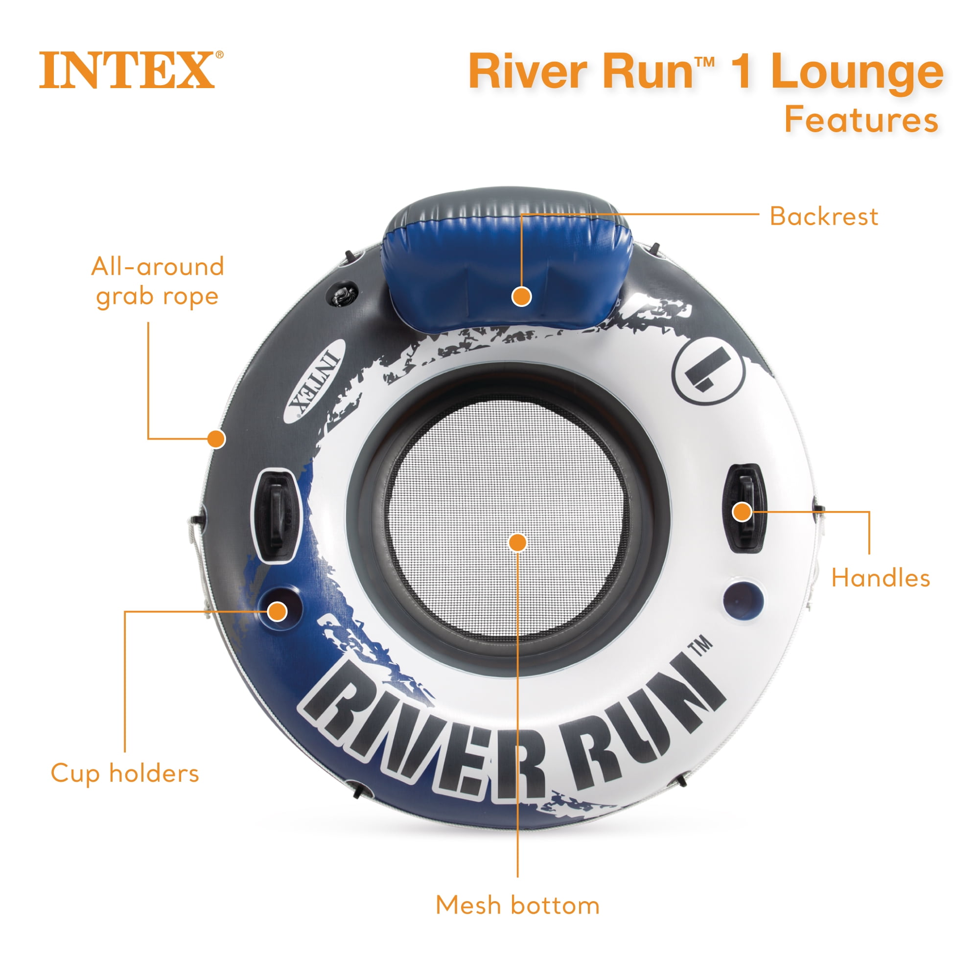 Intex River Run 1-Person Inflatable Floating Tube Raft for Lake/Pool (15 Pack)