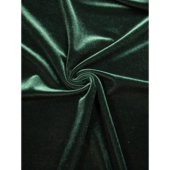Solid Polyester Spandex Velvet 2 Ways Stretch Medium Weight Fabric-by The Yard (Hunter Green)