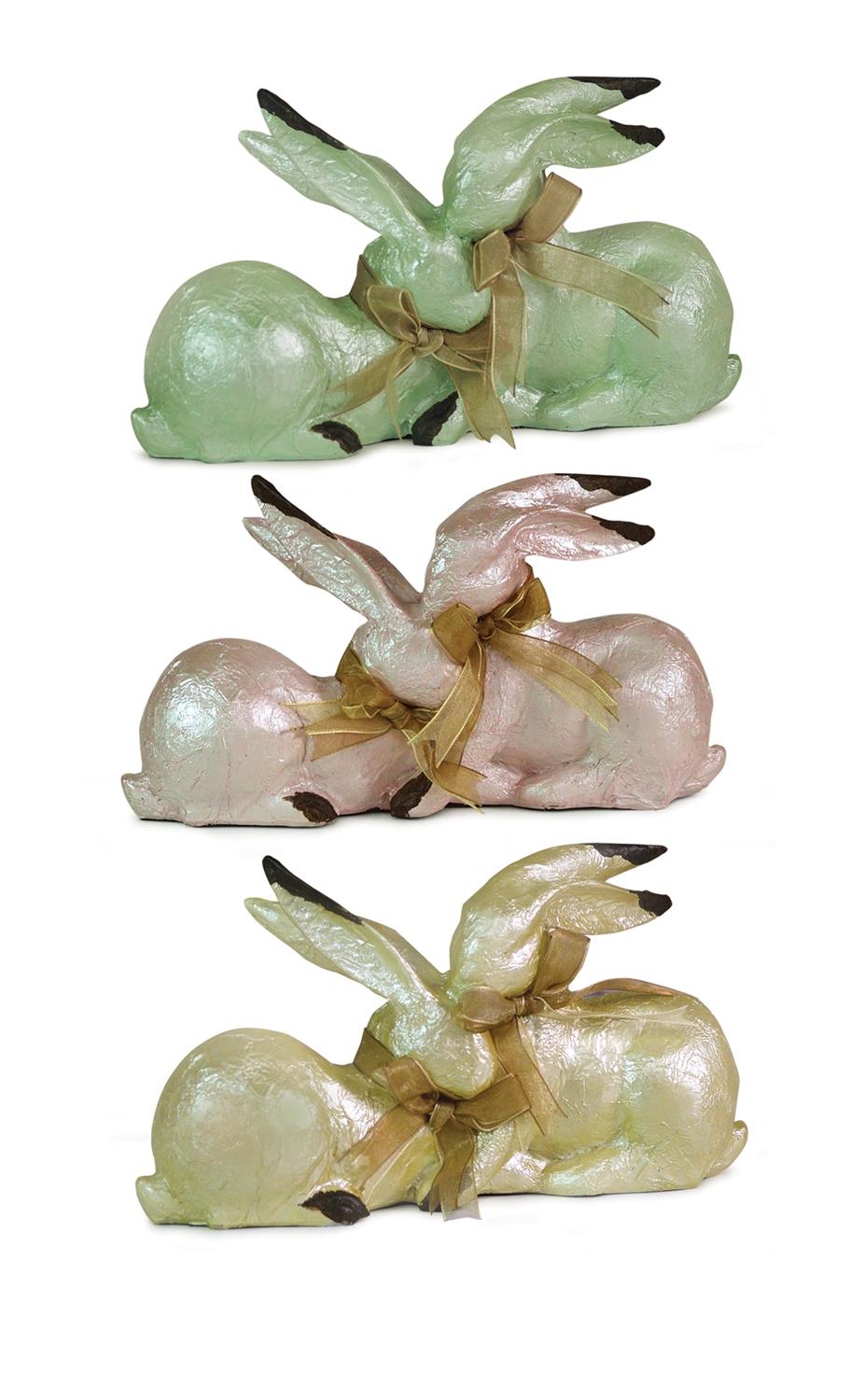 Pack of 6 Pearlescent Nestling Easter Bunny Decorations 9.5" by Melrose