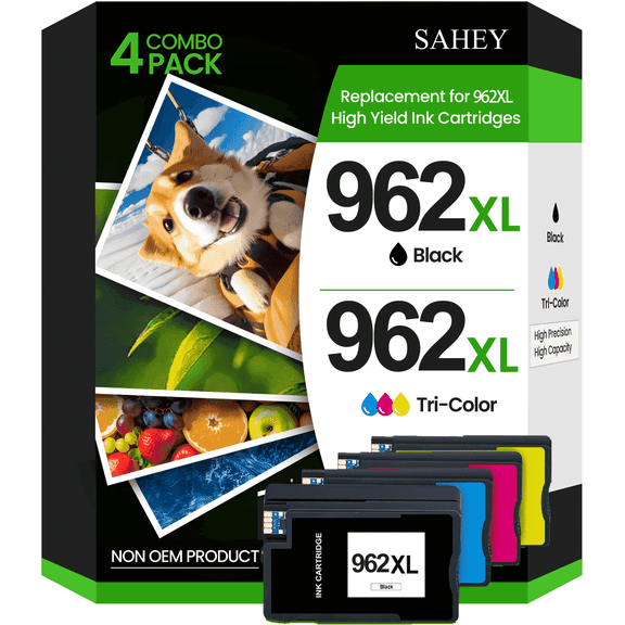 962XL Ink Cartridge Combo Pack Compatible for HP 962XL 962 XL for OfficeJet 9012e Office Pro 9010e 9014e 9015e 9018e 9019e 9022 9025 9028 9020 (Black, Cyan, Magenta, Yellow, 4-Pack)
