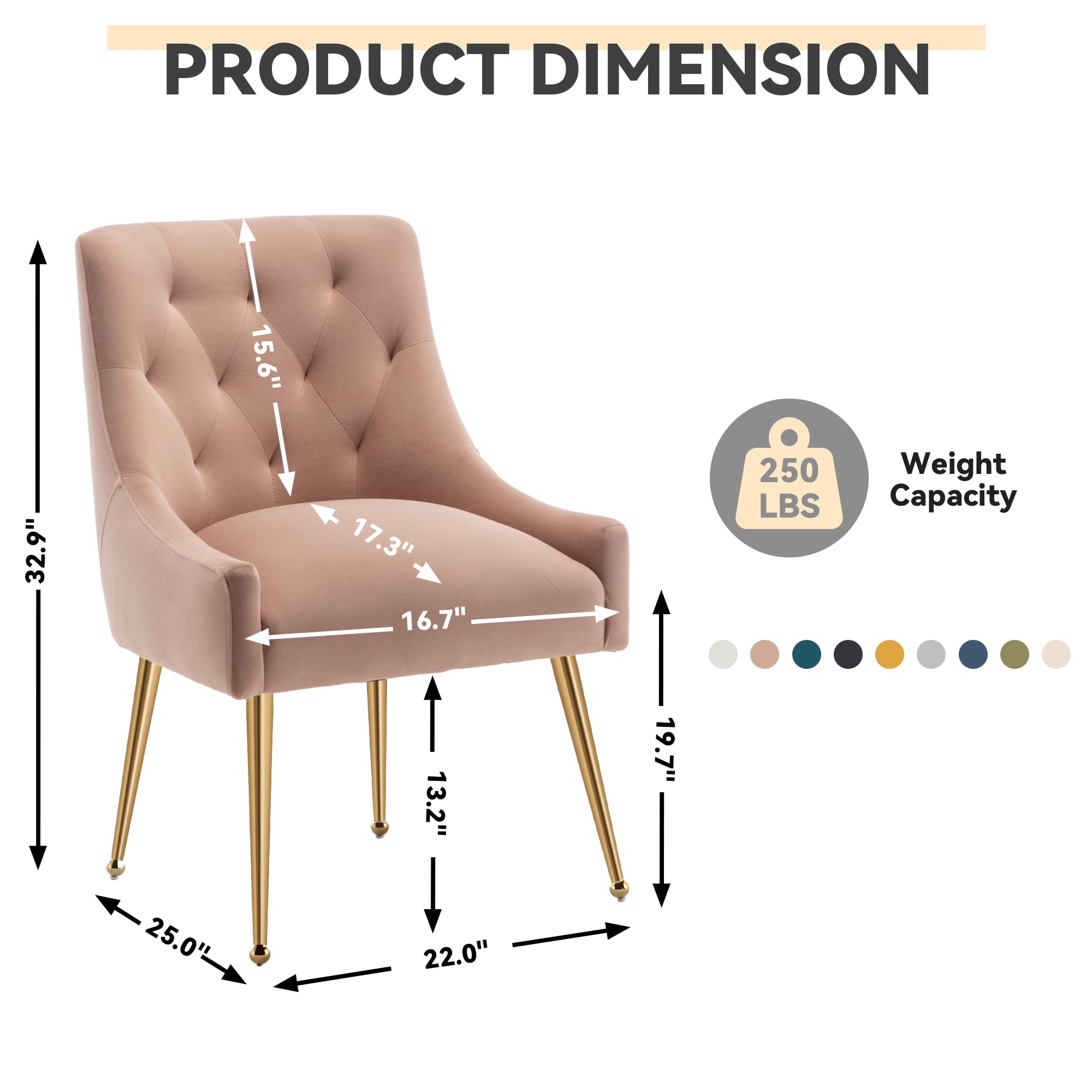SEYNAR Elegant Tufted Upholstered Dining Chairs Set of 6, Velvet Accent Chair for Dining Room(Pink)