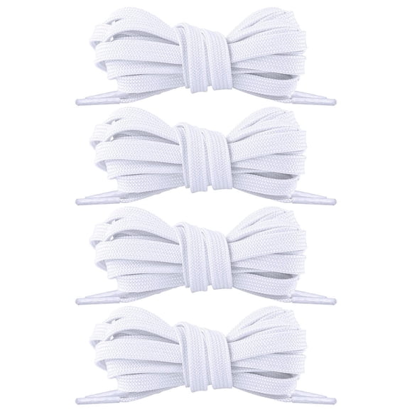 Cordones para zapatos Pimoys, 4 pares, blancos, planos, 8 mm de ancho, para zapatillas