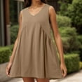 thumbnail image 2 of Women's Sleeveless V-Neck Mini Dress - Loose Fit, Pockets - Casual/Beach, 2 of 6