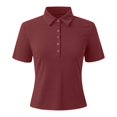 thumbnail image 6 of Tiqkatyck Womens Tops on Sale, Womens Casual Tops V Neck Slim Fit Business Work Tops Button Down Short Sleeve Shirts Ribbed Knit T Shirt Long Sleeve Shirts for Women Polo Shirts for Women Red L, 6 of 7