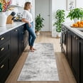 thumbnail image 4 of Washable Abstract 2x6 Kitchen Rug: Non-slip Sink Stove Floor Mat Water-resistant Entryway Bathroom Carpet Soft Dining Room Bedroom Runner For Family With Dogs Modern Home Decor(2x6 Light/grey), 4 of 9