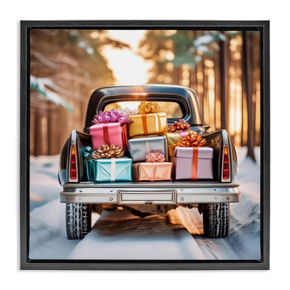 Stupell Industries Traditional Special Holiday Delivery Black Floating Frame Canvas Art, 18 x 18, by Alina Georgescu