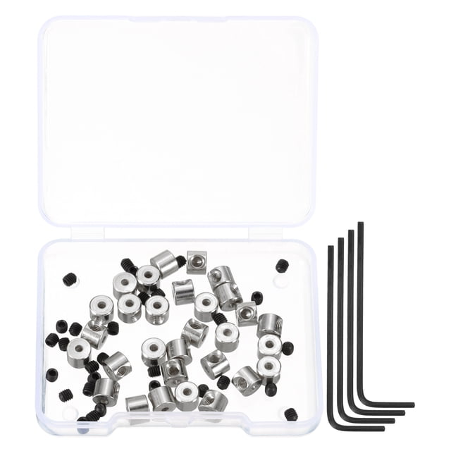 Uxcell 30 Pcs Metal Locking Pin Backs, Locking Pin Keepers Locking Clasp 5mm(H) with 4 Wrench Replacement in Storage Case , Silver Tone