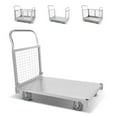 thumbnail image 3 of 2200Lbs Heavy Duty 4-in-1 Foldable Push Cart, with 4 Universal Swivel Wheels, for Grocery, Stall, Storage-Silver, 3 of 9