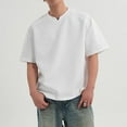 thumbnail image 4 of AHTJRT Mens Casual Summer Short Sleeve Drop Shoulder Cut Out Crew Neck Tees Loose Fit Solid TShirts White XL, 4 of 7