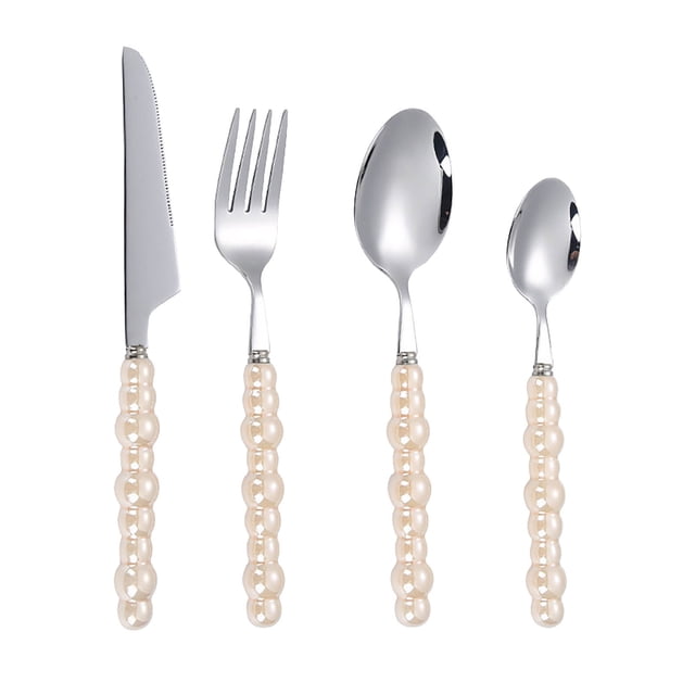 SPOORYYO 4-Piece Stainless Steel Flatware Set, Unique Modern Design Cutlery for Dining, Multi-Purpose Utensils for Parties & Travel