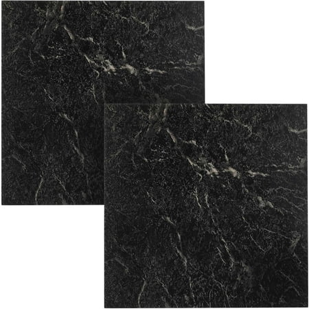 Black And White Zebra Floor Tile NEXUS Black with White Vein Marble 12x12 Self Adhesive Vinyl Floor Tile - 20 Tiles/20 Sq.Ft., 2 pack ()