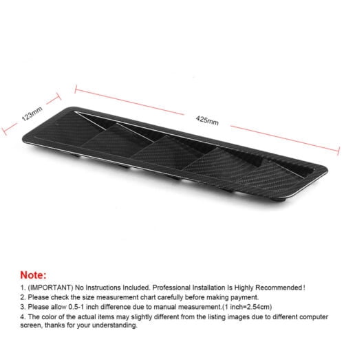 For 17X5Inch Universal Carbon Fiber Hood Vent Louver Air Cooling Panel Trim Set