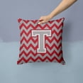 thumbnail image 2 of Carolines Treasures CJ1043-TPW1414 Letter T Chevron Crimson & Grey Fabric Decorative Pillow, 2 of 4