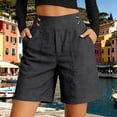 thumbnail image 2 of Shorts for Women Solid Color High Waisted Buttoned Athletic Work Pants With Pockets, 2 of 4