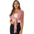 thumbnail image 5 of YONGHS Womens Sheer Chiffon Shrugs Boleros Cardigan Shawl Lightweight Sun Protection Cover Ups Dusty Pink One Size, 5 of 7