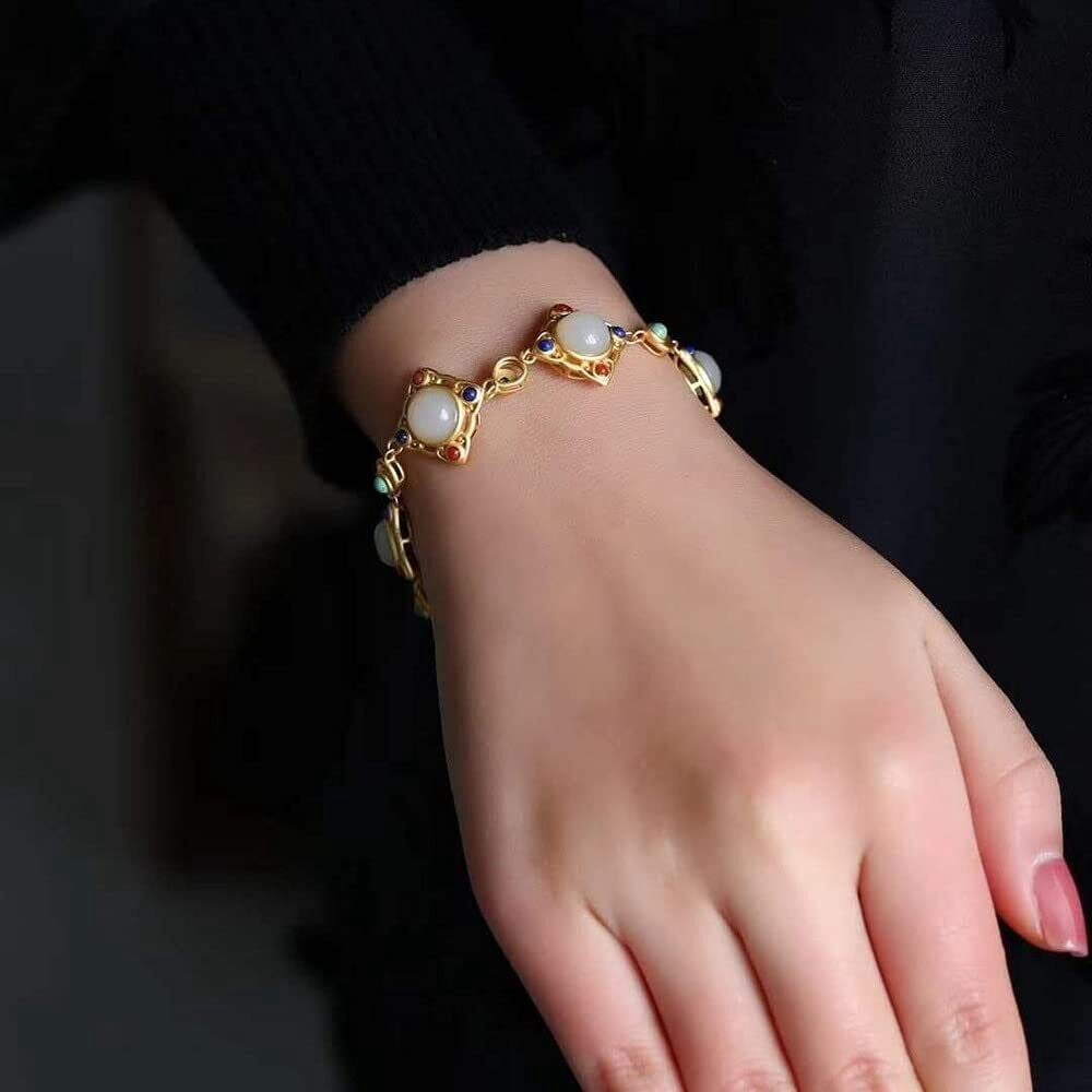 Bracelet Chinese Retro Women Crafts Jewelry Creative Natural White Jade