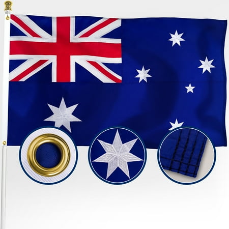 Australia Australian Flag 3x5 Outdoor, Double Sided Embroidered Stars 210D Nylon Australian National Country Flag