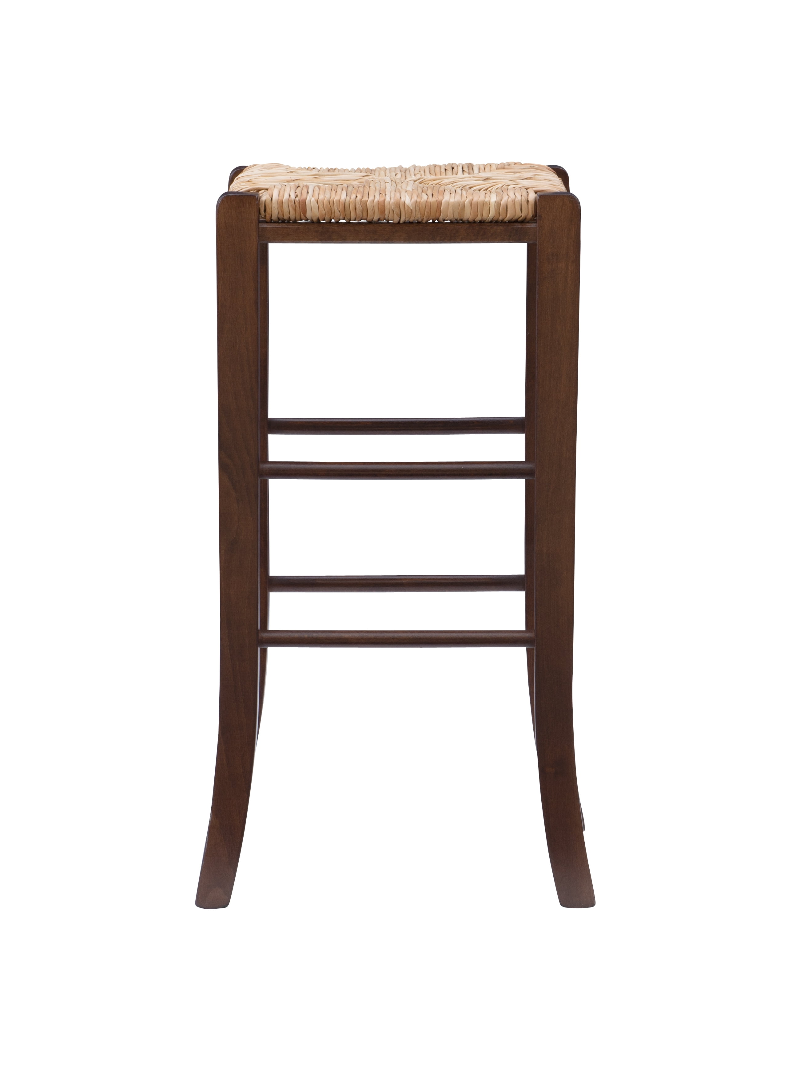 Linon Ivica 29.15" Backless Bar Stools, Set of 2, Dark Walnut with Handwoven Rush Seat