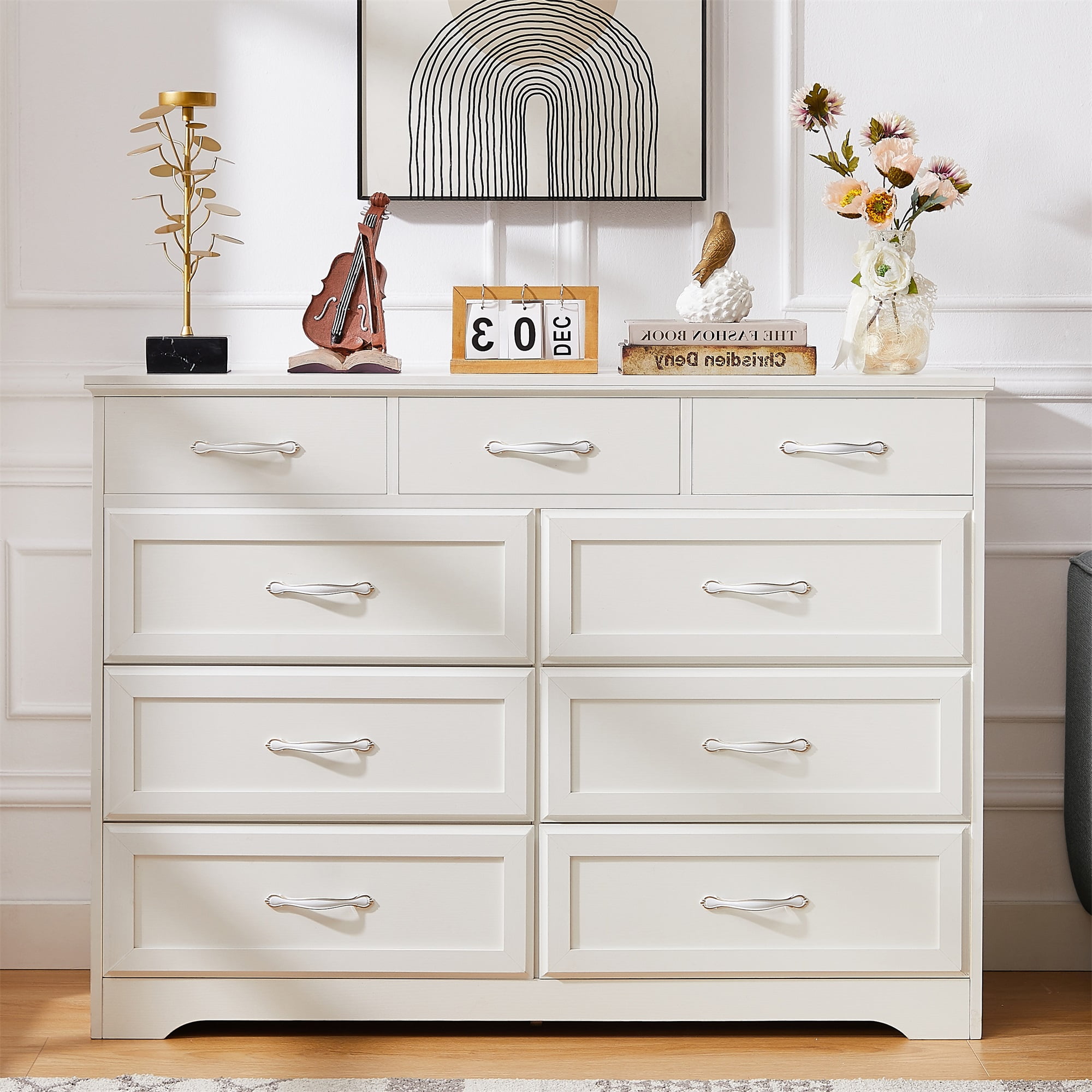 Spaco Dresser for Bedroom 9 Drawers Dresser Chest of Drawer Bedroom Furniture, White Dresser Spaco Dresser for Bedroom 9 Drawers Dresser Chest of Drawer Bedroom Furniture, White Dresser