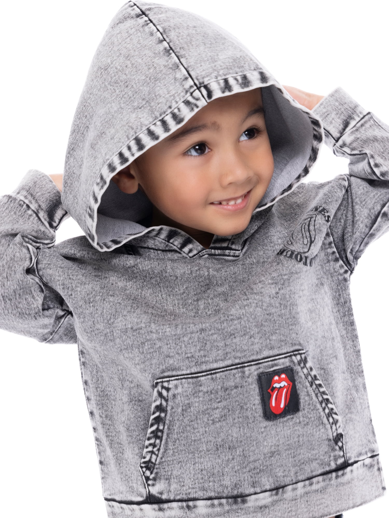 Rolling Stones Toddler Boys Mineral Washed Denim Graphic Hoodie, Sizes 12M-5T