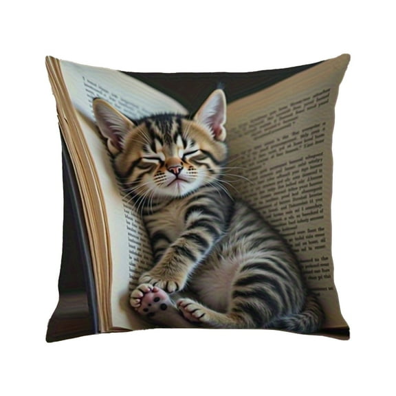 Penmahua Pillow Covers With Cats Pattern Decorative Pillow Cases Soft Fabric Hidden Zipper 17.7 X 17.7 Inches Cotton Material Home Decor Sleeping Cat Design Version A A