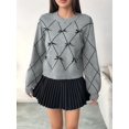 thumbnail image 4 of Women'S Cute Sweater Long Sleeve Crew Neck Pullover Vintage Y2K Knit Top Light Gray M, 4 of 9