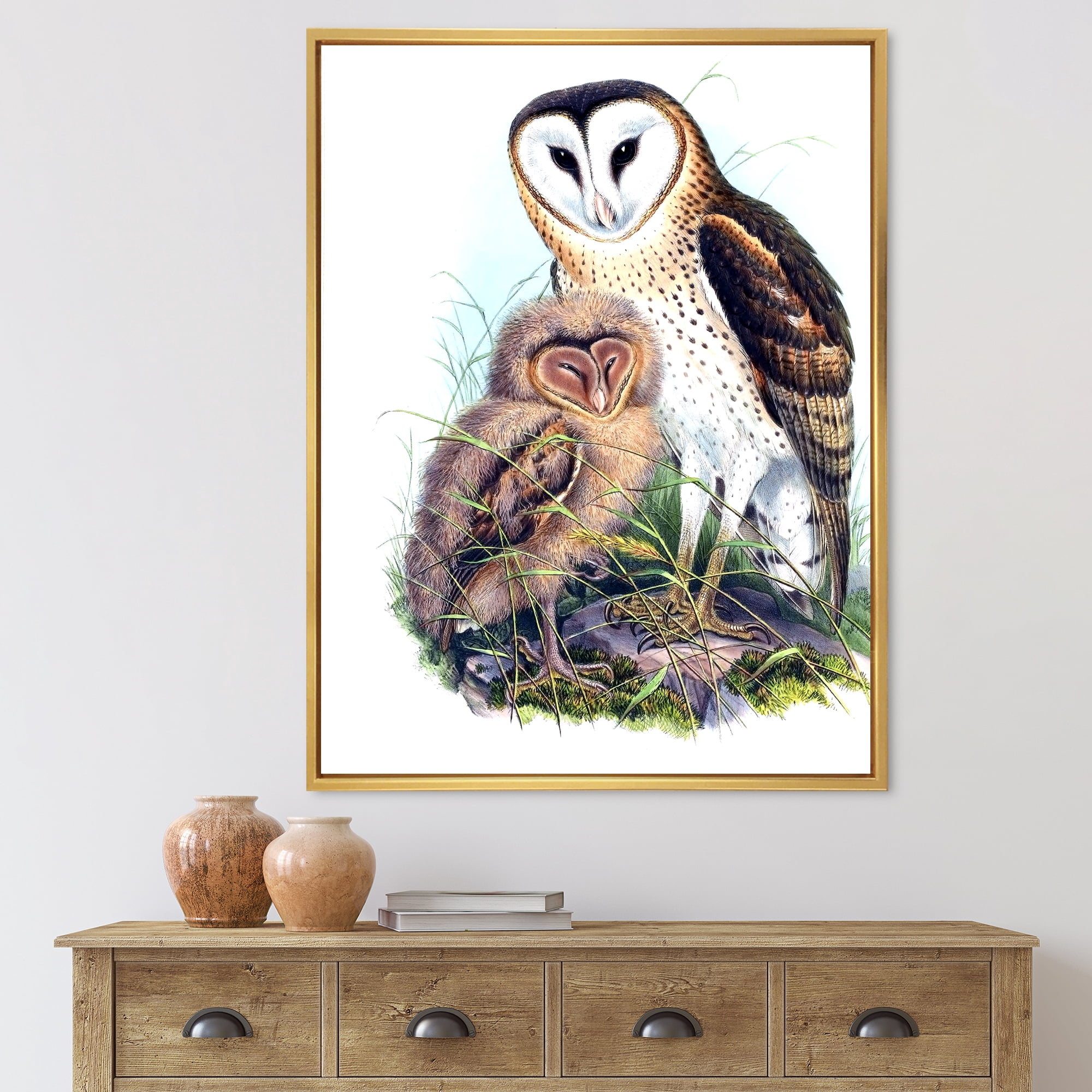 Designart 'Ancient Birds I' Traditional Framed Canvas Wall Art Print