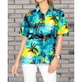 thumbnail image 6 of HAPPY BAY Hawaiian Shirts Womens Tropical Blouse Dress Shirt Short Sleeve Tops Vacation Button up Beach Party Summer Camp Shirts for Women XL Turquoise, Palm Tree Island, 6 of 6