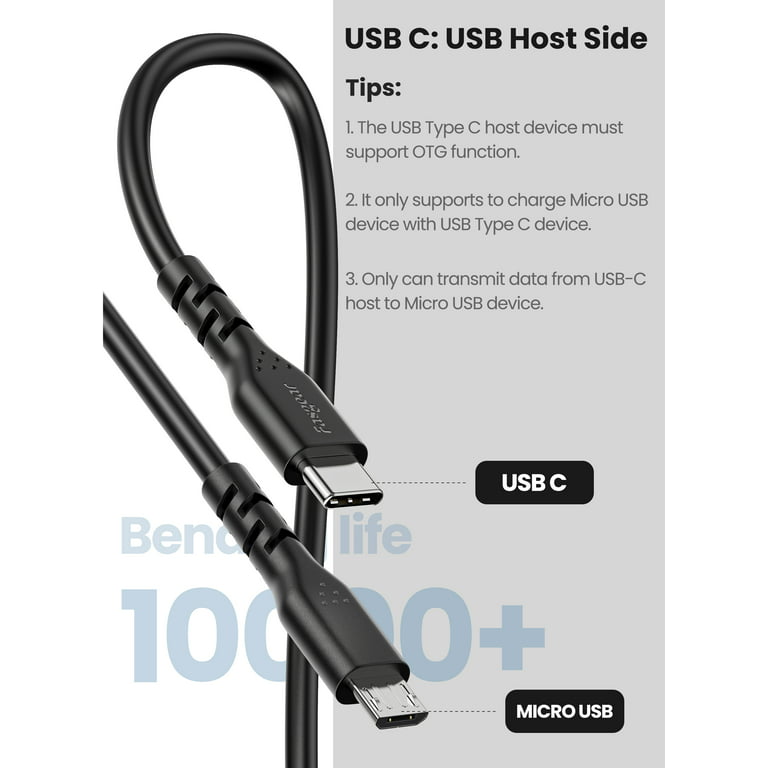 CÂBLE USB/MICRO USB/USB-C 1M