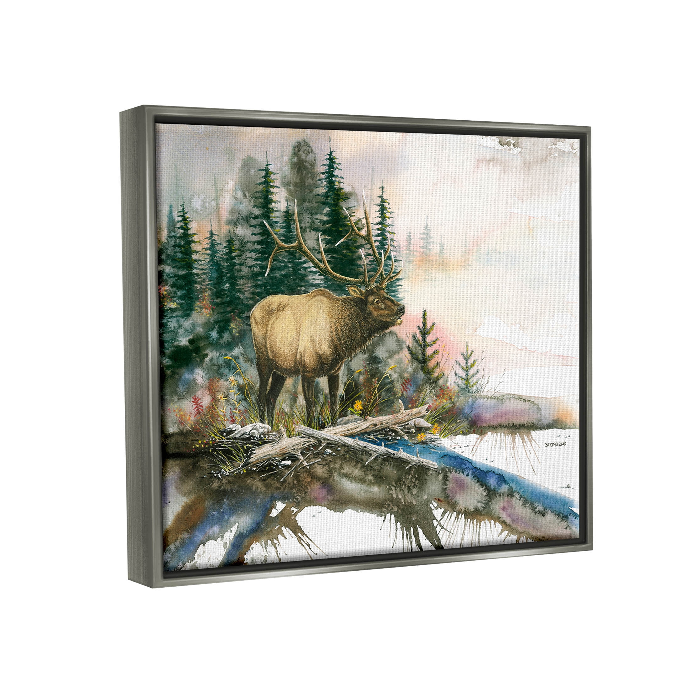 Moose Woodland Nature Composition Animals & Insects Graphic Art Luster Gray Framed Art Print Wall Art