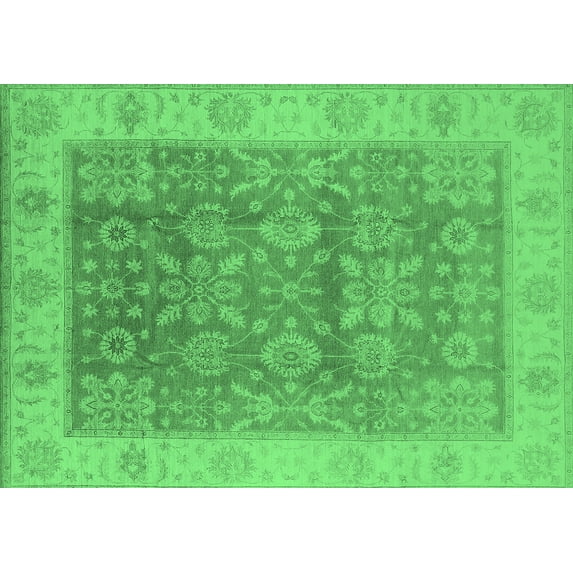 Ahgly Company Indoor Rectangle Oriental Emerald Green Traditional Area Rugs, 6' x 9'