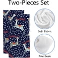 thumbnail image 2 of Coolnut Fingertip Hand Towels, Set of 2 Pcs Reindeer Snowflakes Absorbent Face Bath Towels for Bathroom Kitchen, 30"x15", 2 of 6