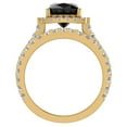 thumbnail image 3 of 14K Gold Wedding Ring Set for Women Cushion Cut Black Diamond Halo Rings 3.30 Carat, 3 of 5
