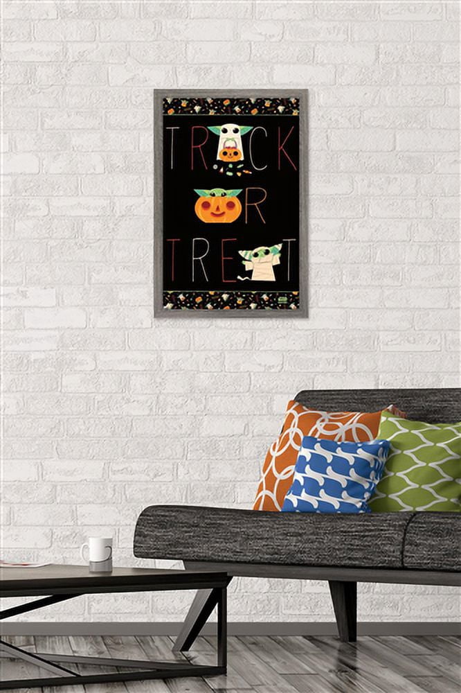 Star Wars: The Mandalorian - Grogu Trick Or Treat Wall Poster, 14.725" x 22.375", Framed