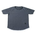 thumbnail image 2 of Men Solid Slub Cotton Pleated Short Sleeve Slim Fit T Shirt, 2 of 5
