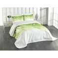 thumbnail image 3 of Ambesonne Green Leaf Quilted Bedspread Set 3 Pcs, Leaves Fantasy Flora, King Size, Yellow White Green, 3 of 5