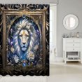 thumbnail image 2 of Manfei Woodland Lion Shower Curtain 72Wx72L, Vintage Boho Western Bathroom Curtain, Blue Brown, 2 of 5