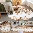 thumbnail image 5 of Round Area Rug 7 Ft, Brown Eucalyptus Leaves Washable Non-Slip Circle Carpet for Living Room/Bedroom, Spring Summer Botanical Low-Profile Large Runner Mat Collection Rugs for Indoor, 5 of 7