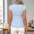 thumbnail image 5 of Women's Summer Cute Plaid Gingham Shirts Cap Sleeve Y2k Slim Tops Going Out Trendy Babydoll Top Blouses M, 5 of 5