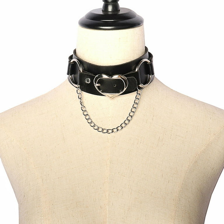 Mandala Crafts Punk Goth Choker Collar - Punk Choker Necklace - Emo Choker  Punk Leather Choker for Women Men Heart Collar Choker with Lock