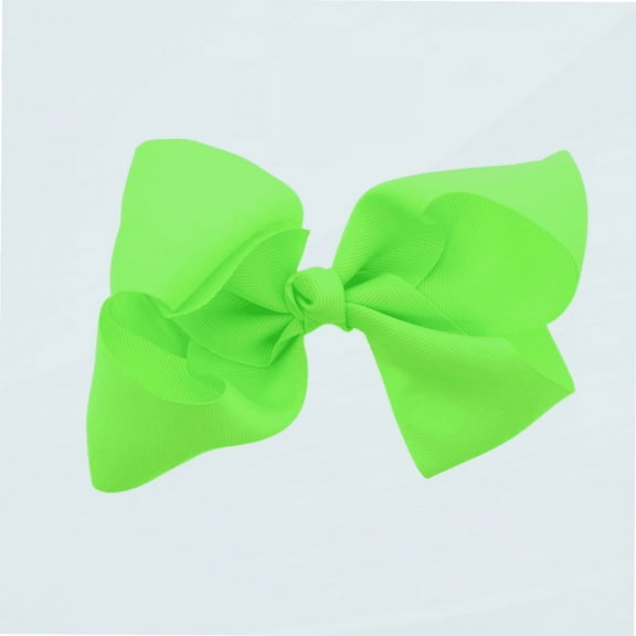 5.5 Inch Grosgrain Hair Bow Clip For Woman And Girls (Neon Green)